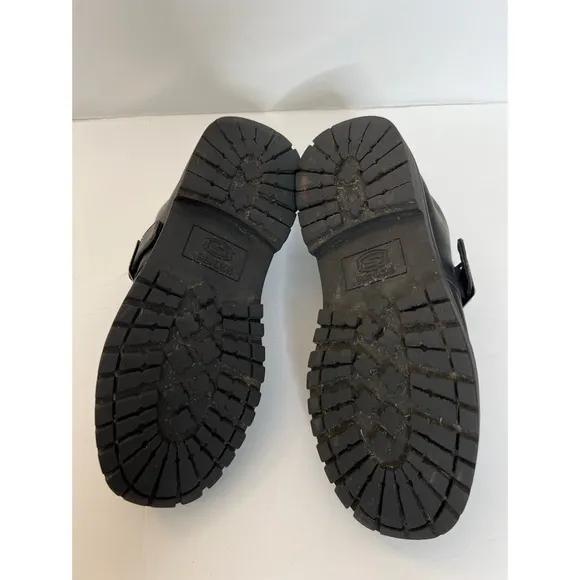 Vintage Y2K Skechers Black Leather Chunky Buckle  Lug Soles Shoes Sz 8 M…
