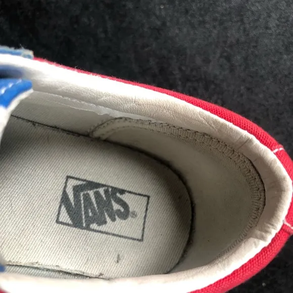 Vintage Y2K Vans Old Skool Red White Blue Checker Skateboard Canvas Sneakers 6Y