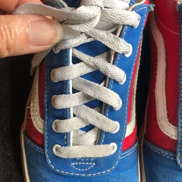 Vintage Y2K Vans Old Skool Red White Blue Checker Skateboard Canvas Sneakers 6Y