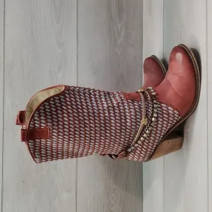 Vintage Y2K Womens Barbie Western Boho Gypsy custom Boots Leather sz38/7
