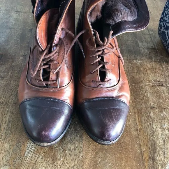 Vintage Bally Fur lined ankle cuffed fold over Boots SZ 6
