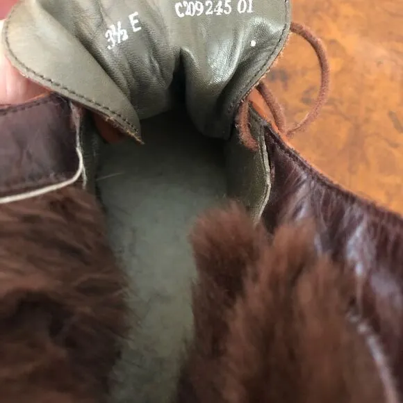 Vintage Bally Fur lined ankle cuffed fold over Boots SZ 6