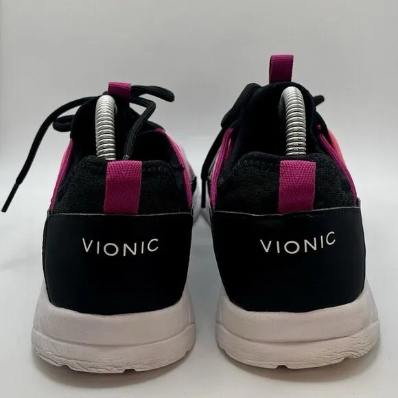 Vionic Brisk Zeliya Black Pink Textile Synthetic Womens Low Top Sneakers Size 10