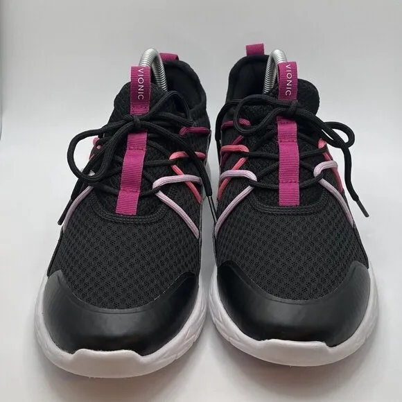 Vionic Brisk Zeliya Black Pink Textile Synthetic Womens Low Top Sneakers Size 10