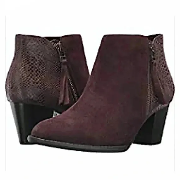 Vionic New Anne Leather &amp; Snakeskin Ankle Boots Booties Western Coastal Cowgirl