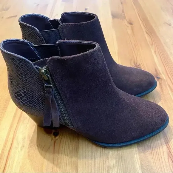 Vionic New Anne Leather &amp; Snakeskin Ankle Boots Booties Western Coastal Cowgirl