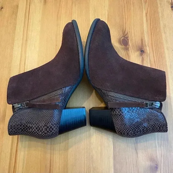 Vionic New Anne Leather &amp; Snakeskin Ankle Boots Booties Western Coastal Cowgirl