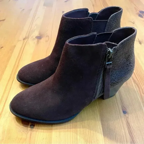 Vionic New Anne Leather &amp; Snakeskin Ankle Boots Booties Western Coastal Cowgirl