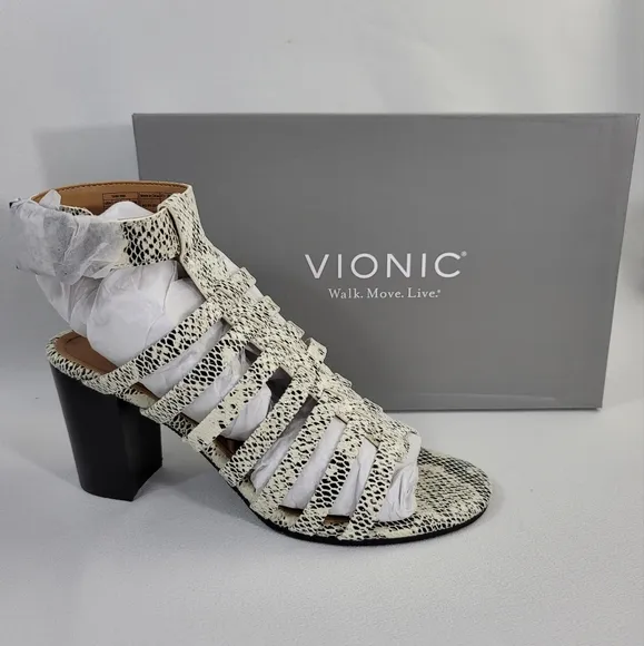 Vionic Sami Snake Print Heel Shoes Sz 9.5
