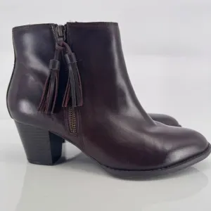 Vionic Upright Madeline Water Resistant Brown Leater Ankle Boots Sz 8.5 Boho