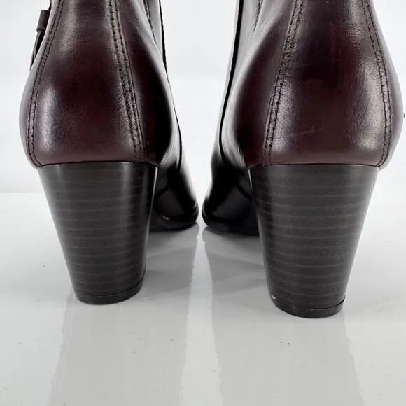 Vionic Upright Madeline Water Resistant Brown Leater Ankle Boots Sz 8.5 Boho