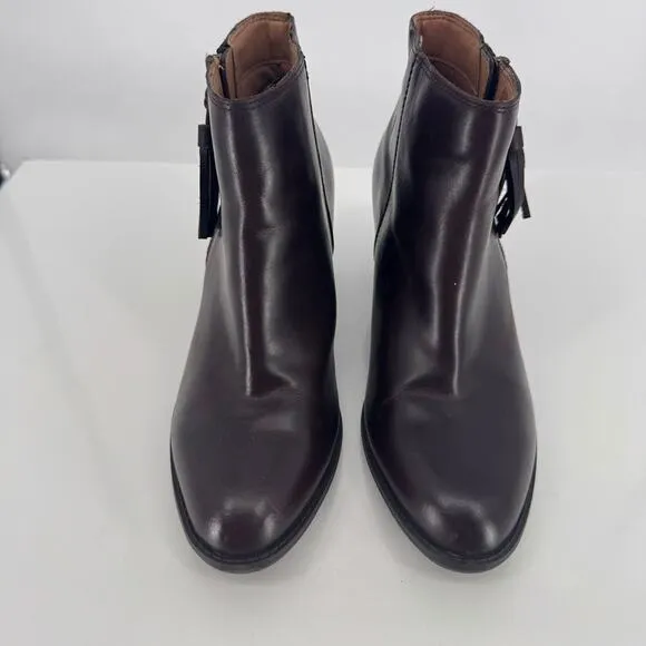 Vionic Upright Madeline Water Resistant Brown Leater Ankle Boots Sz 8.5 Boho