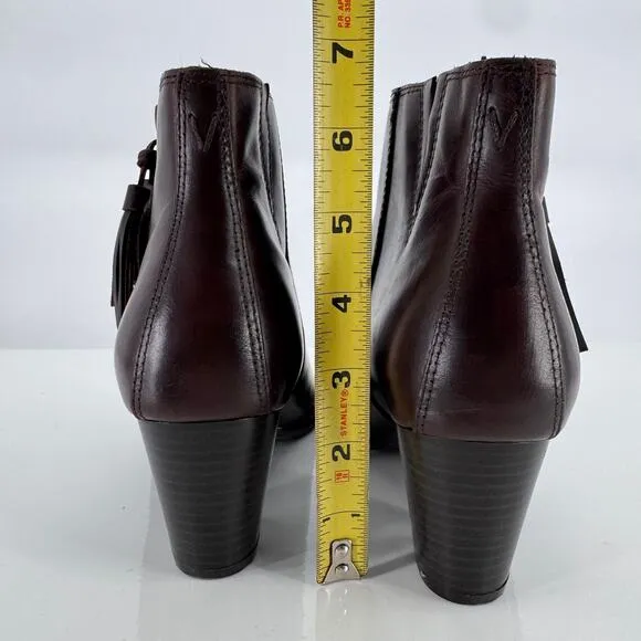 Vionic Upright Madeline Water Resistant Brown Leater Ankle Boots Sz 8.5 Boho