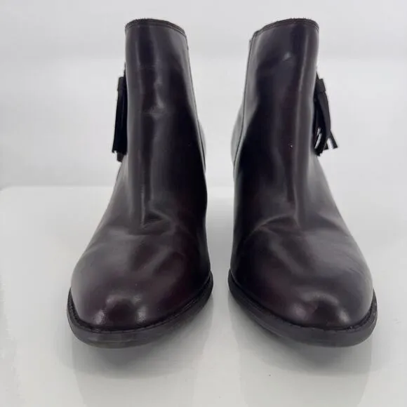 Vionic Upright Madeline Water Resistant Brown Leater Ankle Boots Sz 8.5 Boho