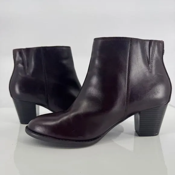 Vionic Upright Madeline Water Resistant Brown Leater Ankle Boots Sz 8.5 Boho