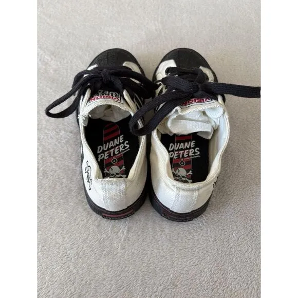 Vision Street Wear Duane Peters Low Top Punk Rock Shoes - Size‎ 4 - White/black