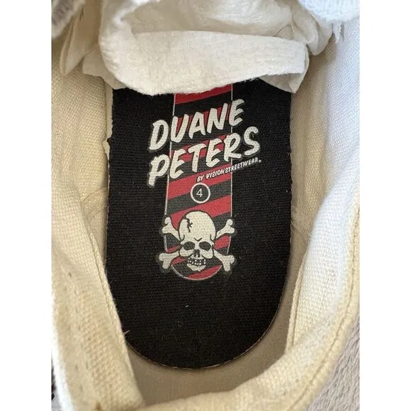 Vision Street Wear Duane Peters Low Top Punk Rock Shoes - Size‎ 4 - White/black