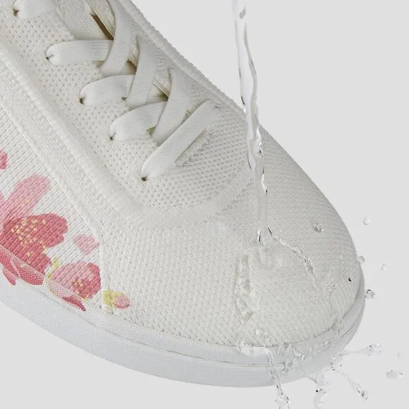 VIVAIA Floral‎ Canvas Sneakers White Pink Casual Comfort Women's size EU/39 US/8