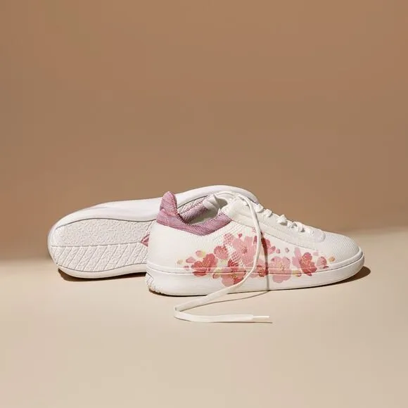 VIVAIA Floral‎ Canvas Sneakers White Pink Casual Comfort Women's size EU/39 US/8