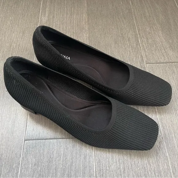 VIVAIA Square Toe Chunky Heels Melody Pro Black Size 42 US 10.5 Minimalist Work