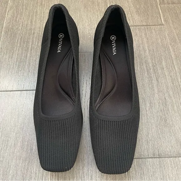VIVAIA Square Toe Chunky Heels Melody Pro Black Size 42 US 10.5 Minimalist Work