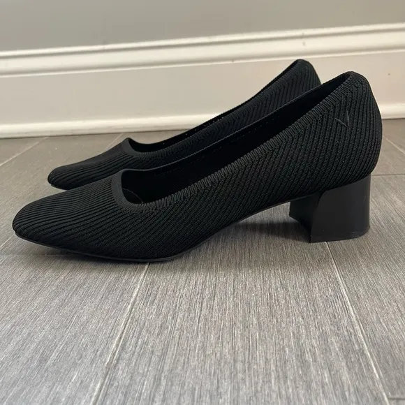 VIVAIA Square Toe Chunky Heels Melody Pro Black Size 42 US 10.5 Minimalist Work