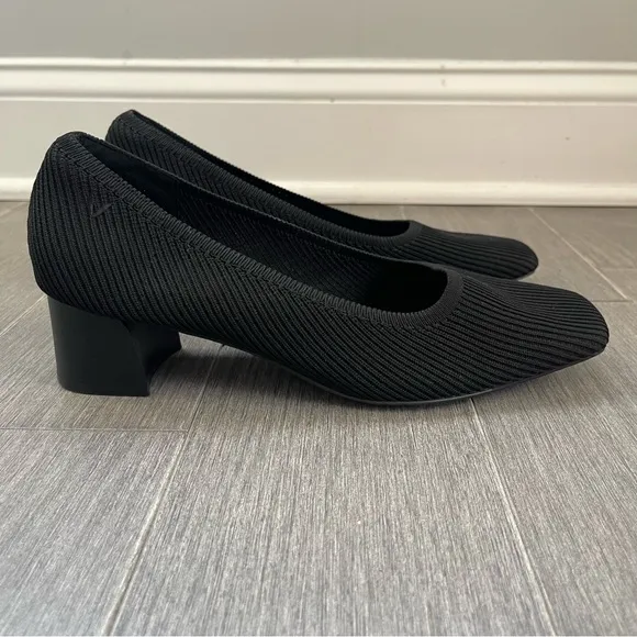 VIVAIA Square Toe Chunky Heels Melody Pro Black Size 42 US 10.5 Minimalist Work
