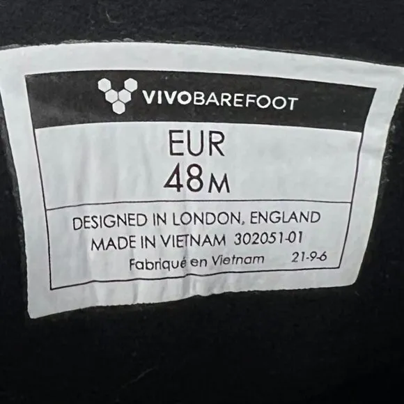 Vivobarefoot Men’s Geo Racer Minimalist Barefoot Running Shoe Sz 48 EU 14 Black