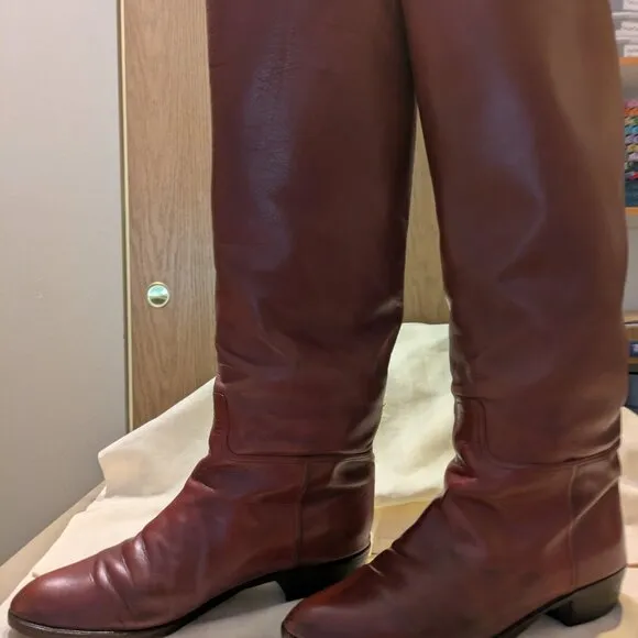 Vntg Knee Length Leather Riding Boots