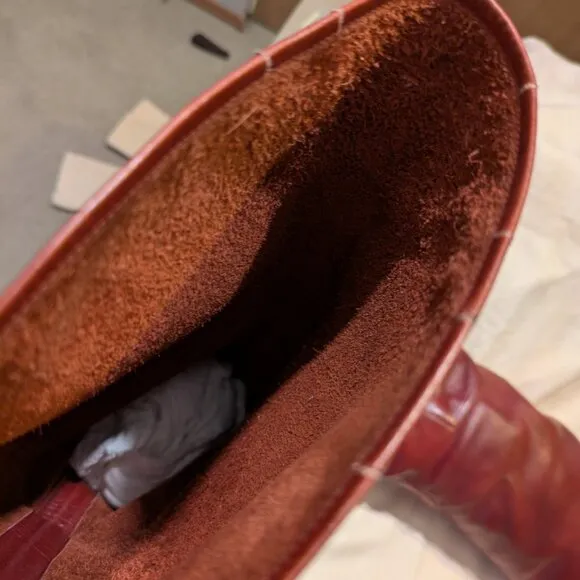 Vntg Knee Length Leather Riding Boots