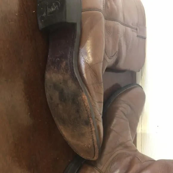 VTG 2005 USA Justin 3404 Brown Leather Roper Cowboy Western Boots Size 8 1/2 D