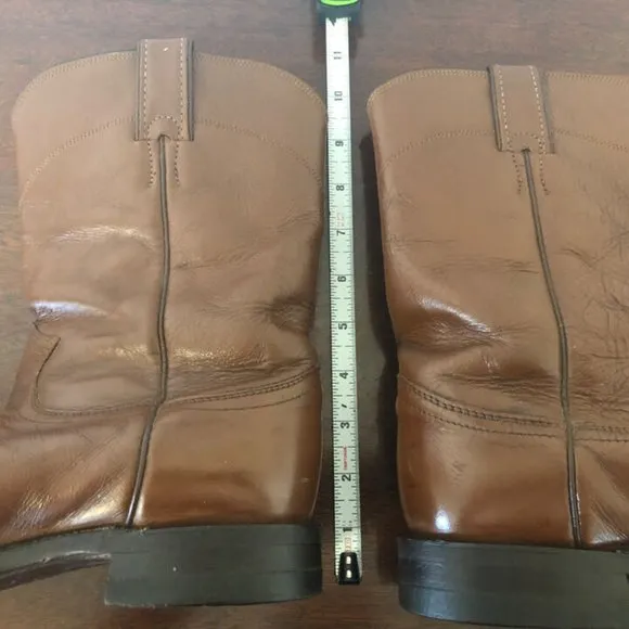VTG 2005 USA Justin 3404 Brown Leather Roper Cowboy Western Boots Size 8 1/2 D