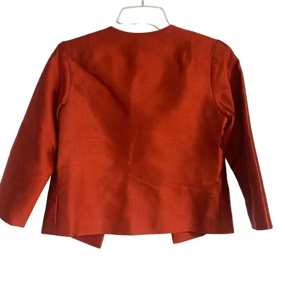 Vtg‎ 60s Handmade Pencil Dress Jacket Red Orange Silk Shoes Purse XS READ