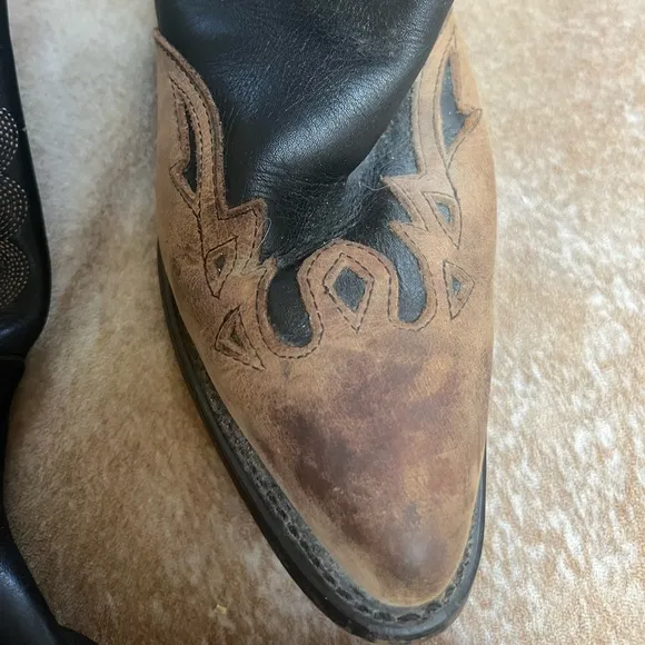 VTG 70s hand tooled leather cowgirl wedding festival boho Durango Boots 8.5