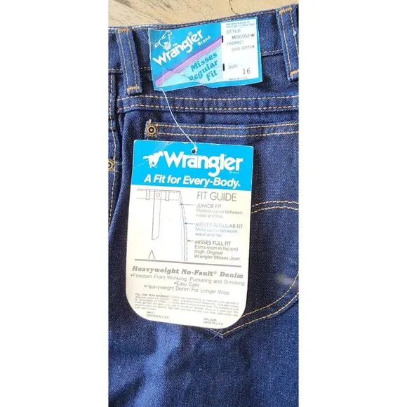 VTG 80's NWT Wrangler Deadstock Regular Fit Denim Jeans Size 16