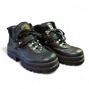 VTG 90s Tommy Hilfiger Women's 8.5 Platform Ankle Combat Boots Streetwear Strap