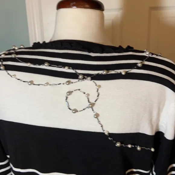 Vtg Berek beaded Shopping Print Pearls Cardigan L