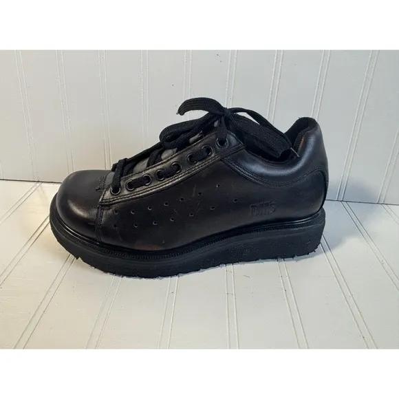 vtg black Dr Martens 9094 chunky leather saddle shoes england UK 6 US Womens 8