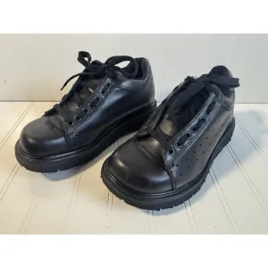 vtg black Dr Martens 9094 chunky leather saddle shoes england UK 6 US Womens 8