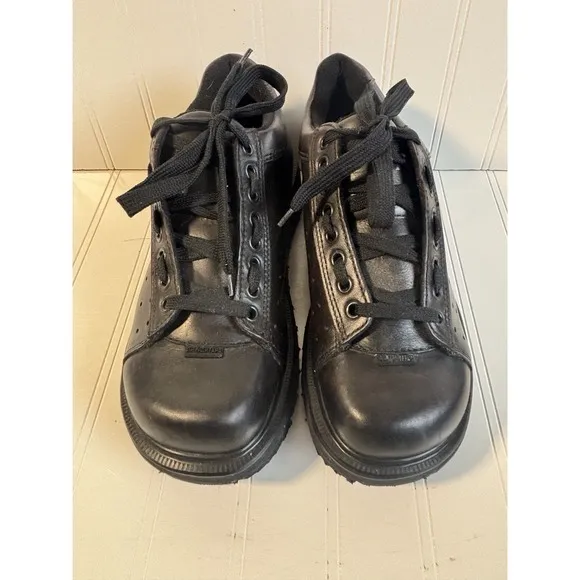 vtg black Dr Martens 9094 chunky leather saddle shoes england UK 6 US Womens 8