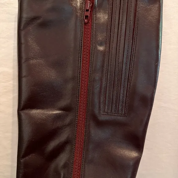 Vtg| Cobbies | knee high | side zipper | maroon | 1970’s | stacked heel | boots