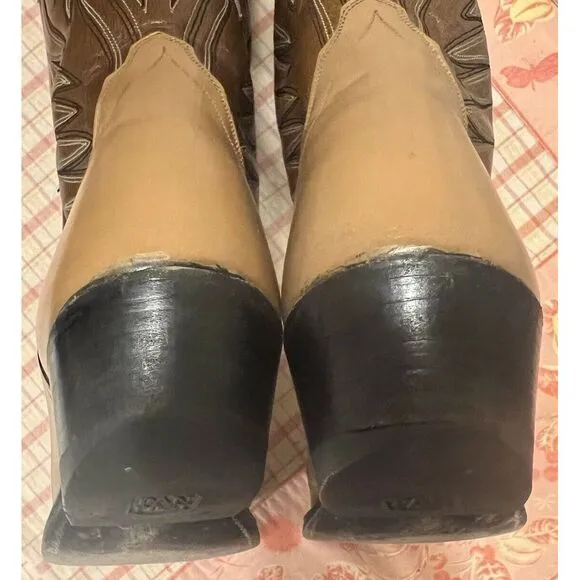 Vtg Dan Post Antique Brown Leather Pointed Toe Cowboy Boots Mens Size 7D 6154