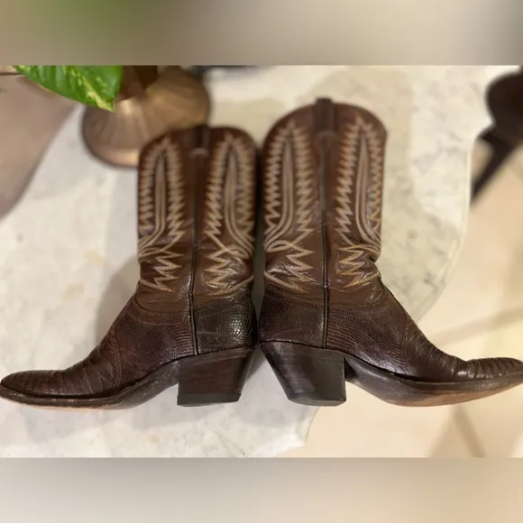 VTG Dan Post Women's Teju Lizard Exotic Boots Sz 6 A