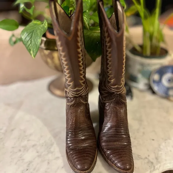VTG Dan Post Women's Teju Lizard Exotic Boots Sz 6 A