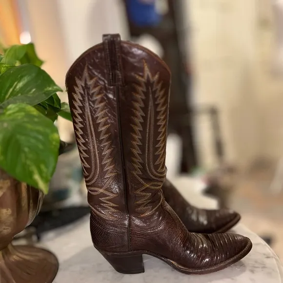 VTG Dan Post Women's Teju Lizard Exotic Boots Sz 6 A