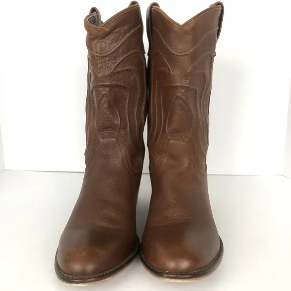 VTG DINGO Montana Cowboy Boots Men’s Sz 10 D Brown Leather Western Pointed Toe