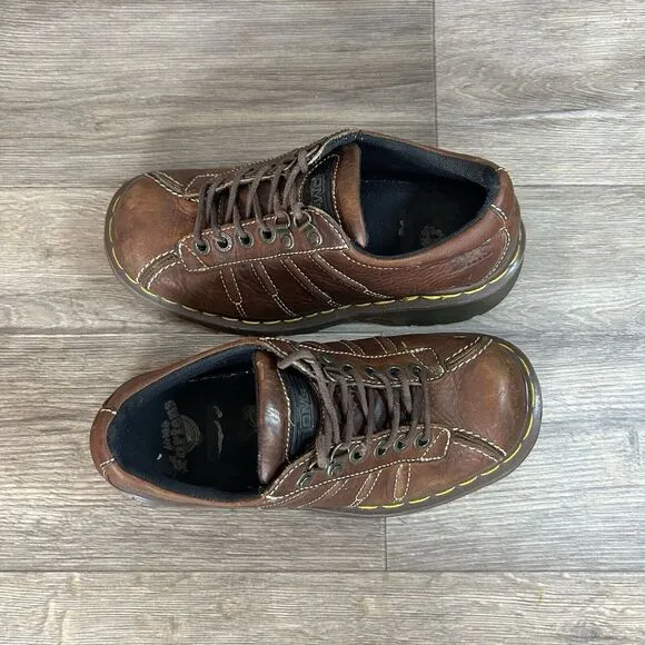 VTG‎ Dr Martens Oxford Unisex US 5 Brown Leather Chunky Platform Shoes Doc Docs
