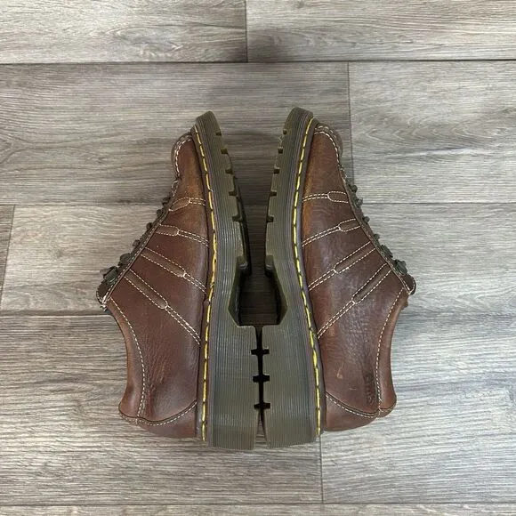 VTG‎ Dr Martens Oxford Unisex US 5 Brown Leather Chunky Platform Shoes Doc Docs
