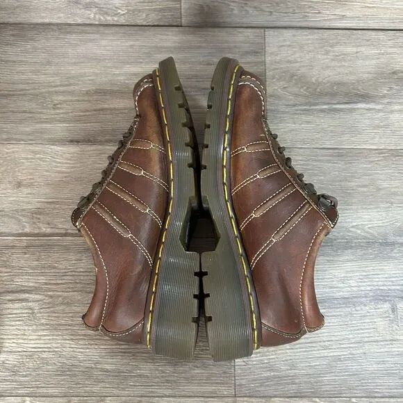 VTG‎ Dr Martens Oxford Unisex US 5 Brown Leather Chunky Platform Shoes Doc Docs