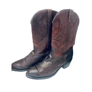 Vtg Durango Men's Western Boots Dark Brown Leather Round Toe USA DB663 Size 10.5